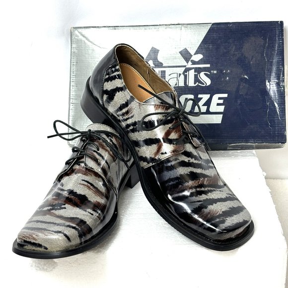 Vintage Zebra Zoot  Silver Brwn/Blk   Oxford Formal Dress Shoe Rare OOAK NWOT - Picture 1 of 12